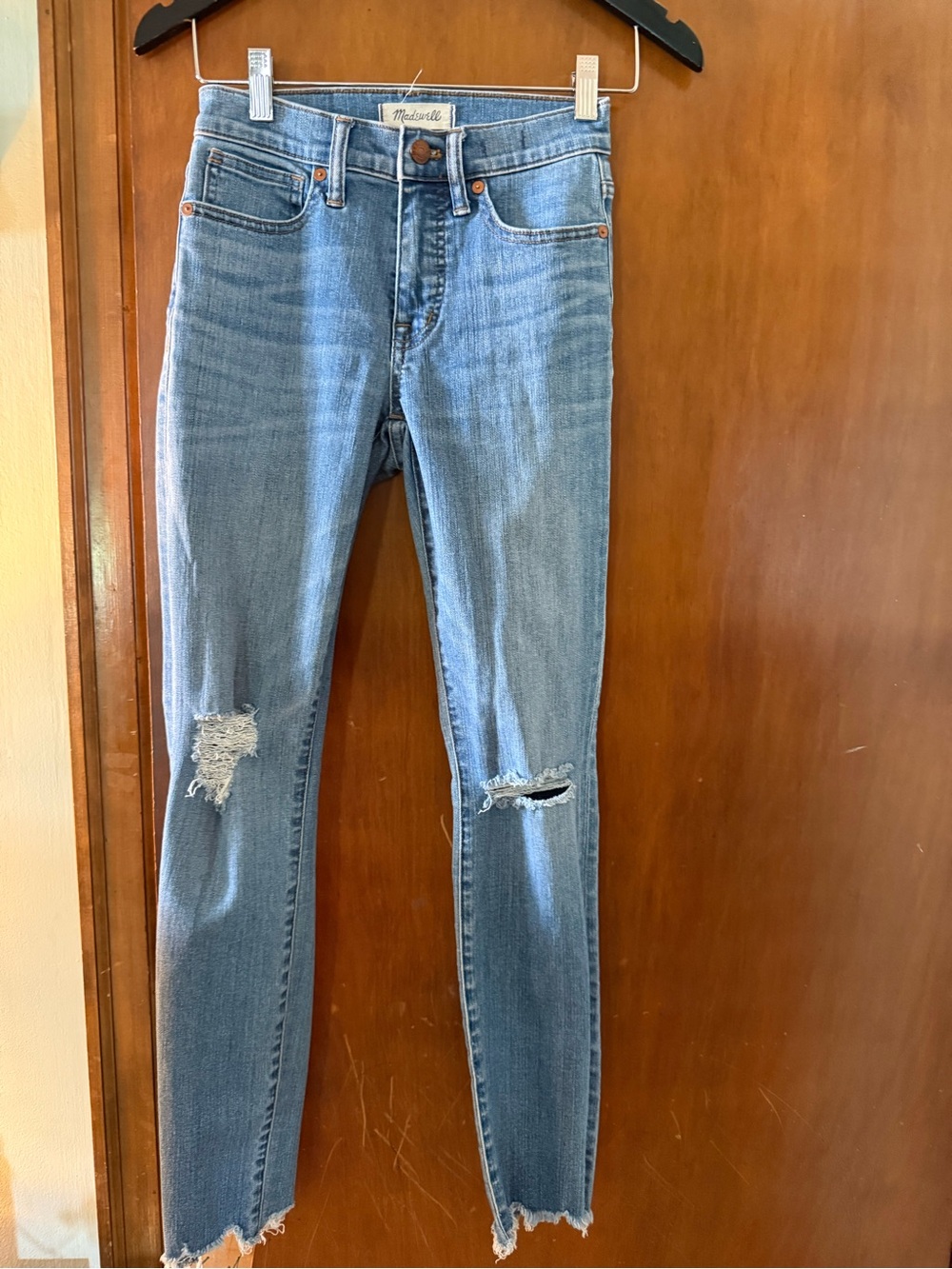 Madewell Light Blue Ripped High-Rise Skinny Jeans